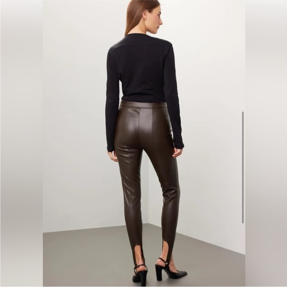 AFRM Sydney dark brown pleather stirrup leggings pants size XS - Picture 4 of 7